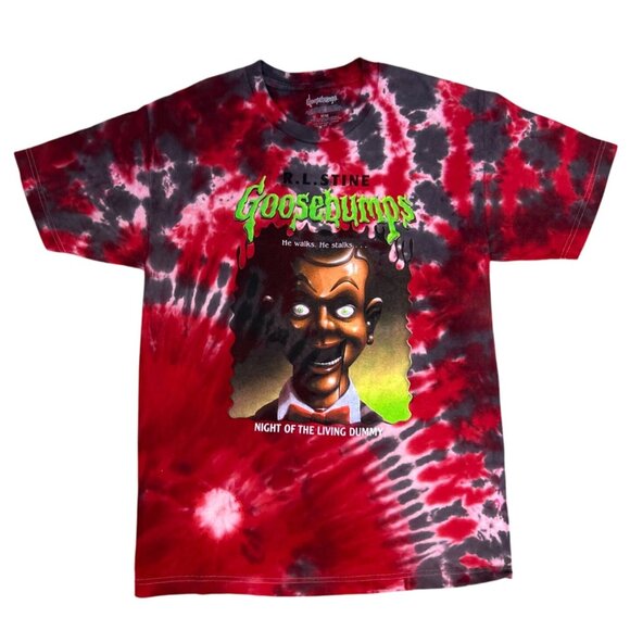 Goosebumps Men's M T-Shirt Night of the Living Dummy Black/Red Tie-Dye - Picture 1 of 4